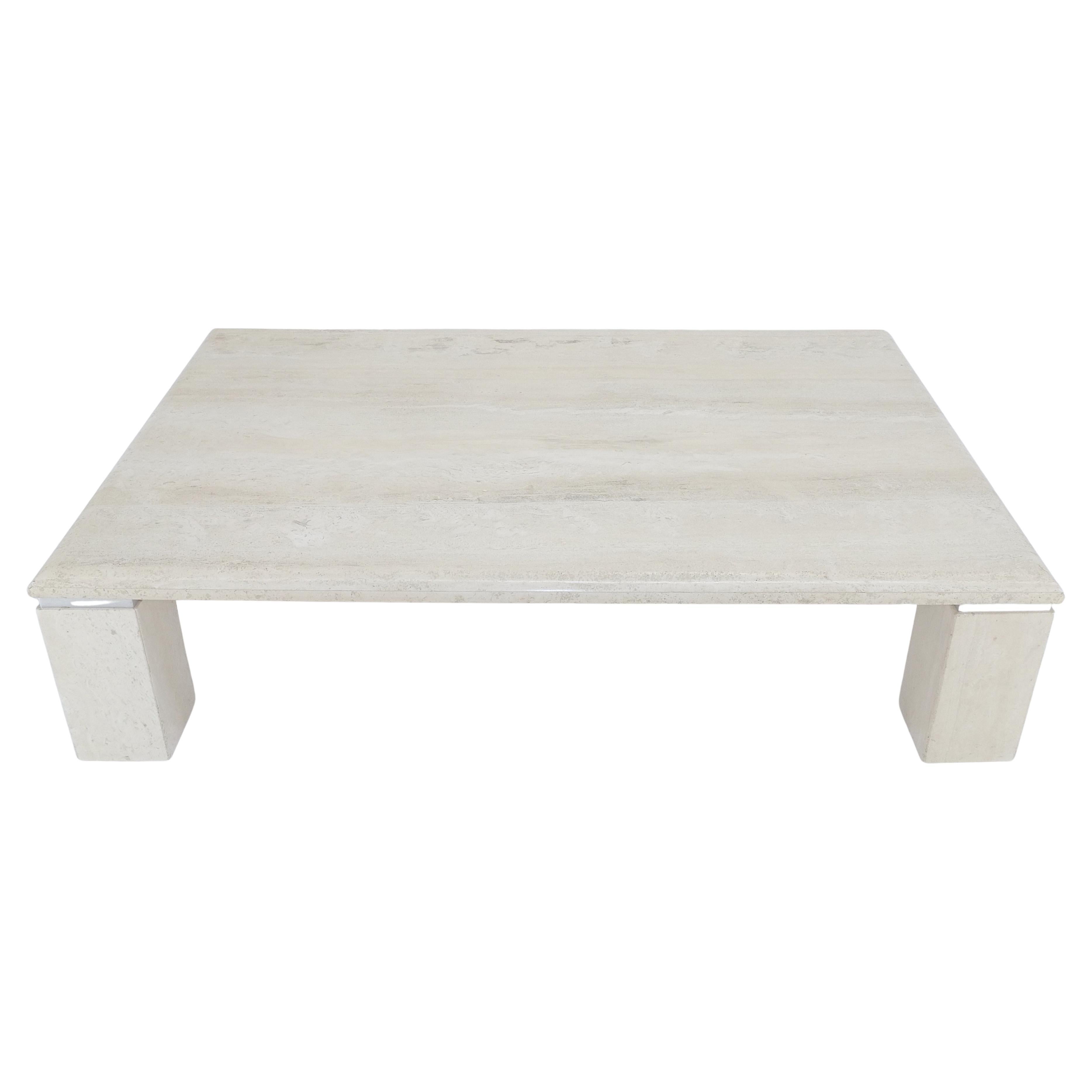 Italian Mid Century Modern Large 40x60" Rectangle Travertine Coffee Table MINT
