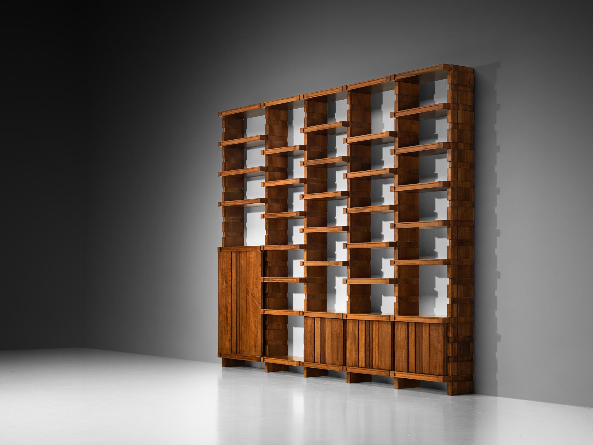 Italian Mid-Century Modern Large Architectural Library in Walnut For Sale 8