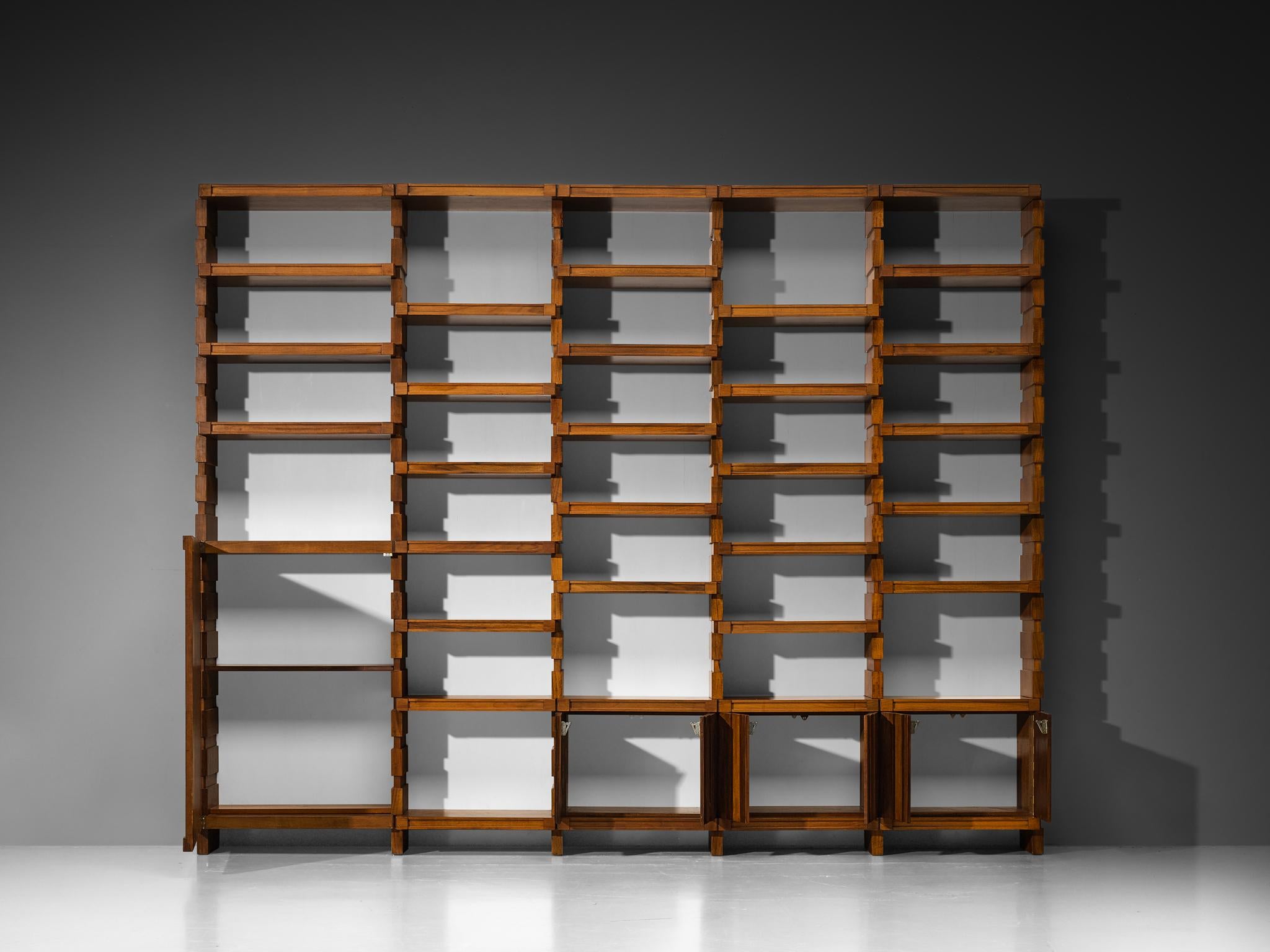 Italian Mid-Century Modern Large Architectural Library in Walnut For Sale 11