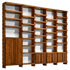 Vintage Italian Mid-Century Modern Large Architectural Library in Walnut