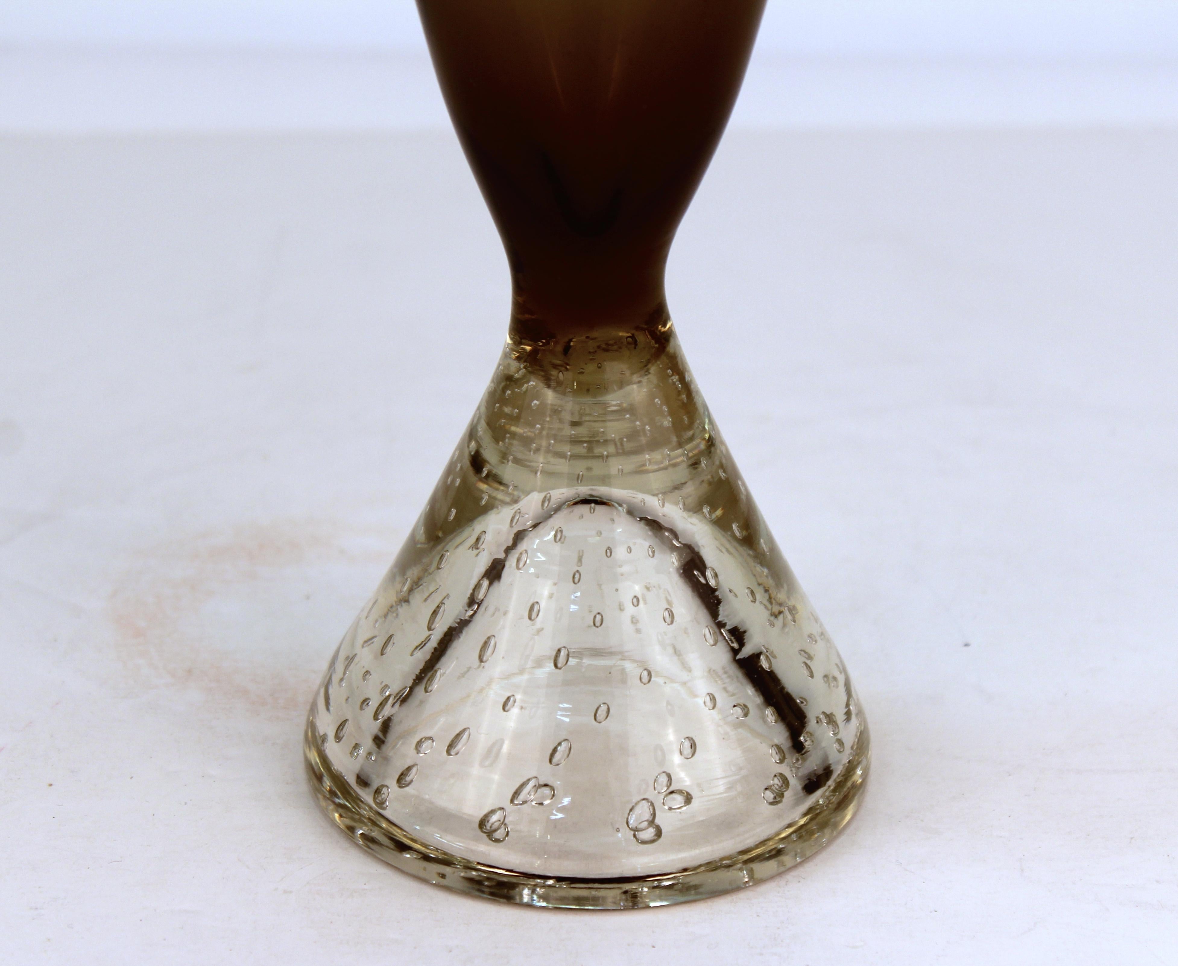 20th Century Italian Mid-Century Modern Large Glass Chalice with Controlled Bubble Base