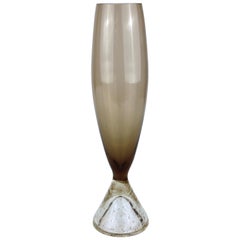 Italian Mid-Century Modern Large Glass Chalice with Controlled Bubble Base