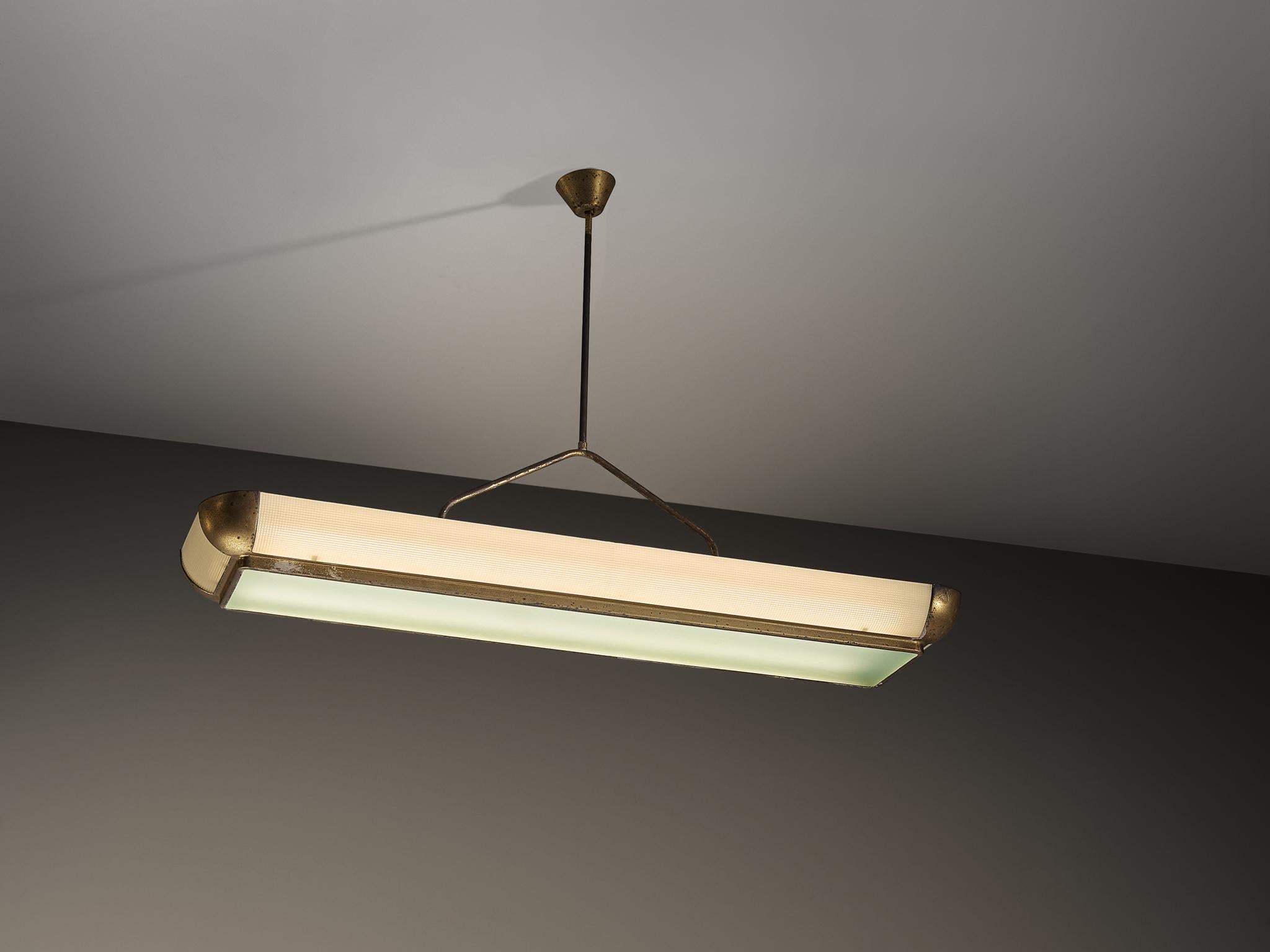 Laiton Grande lampe suspendue italienne moderne du milieu du siècle 135cm/53.15in. en vente