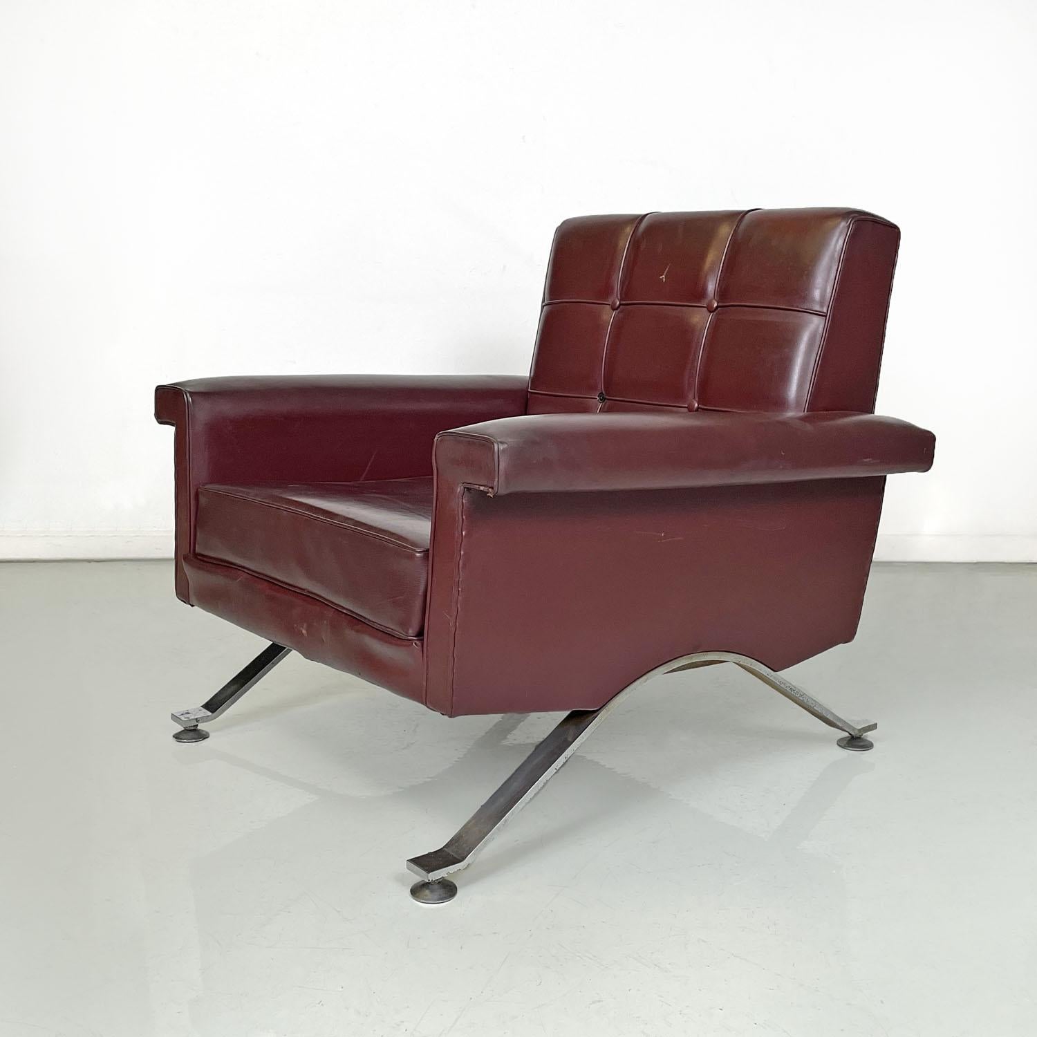 Mid-Century Modern Italian mid-century modern leather armchairs by Ico Parisi for Cassina, 1960s For Sale