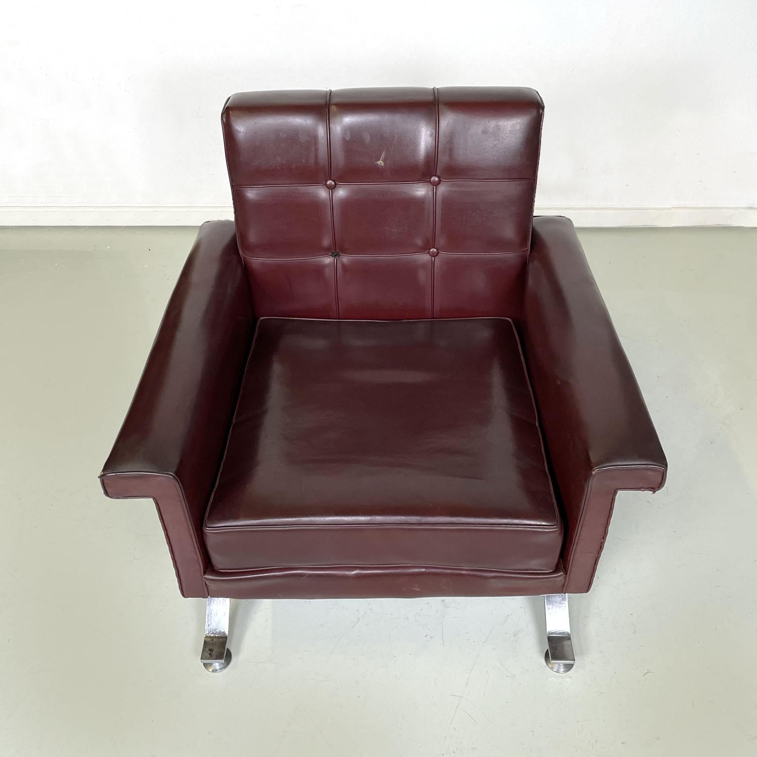 Italian mid-century modern leather armchairs by Ico Parisi for Cassina, 1960s For Sale 1