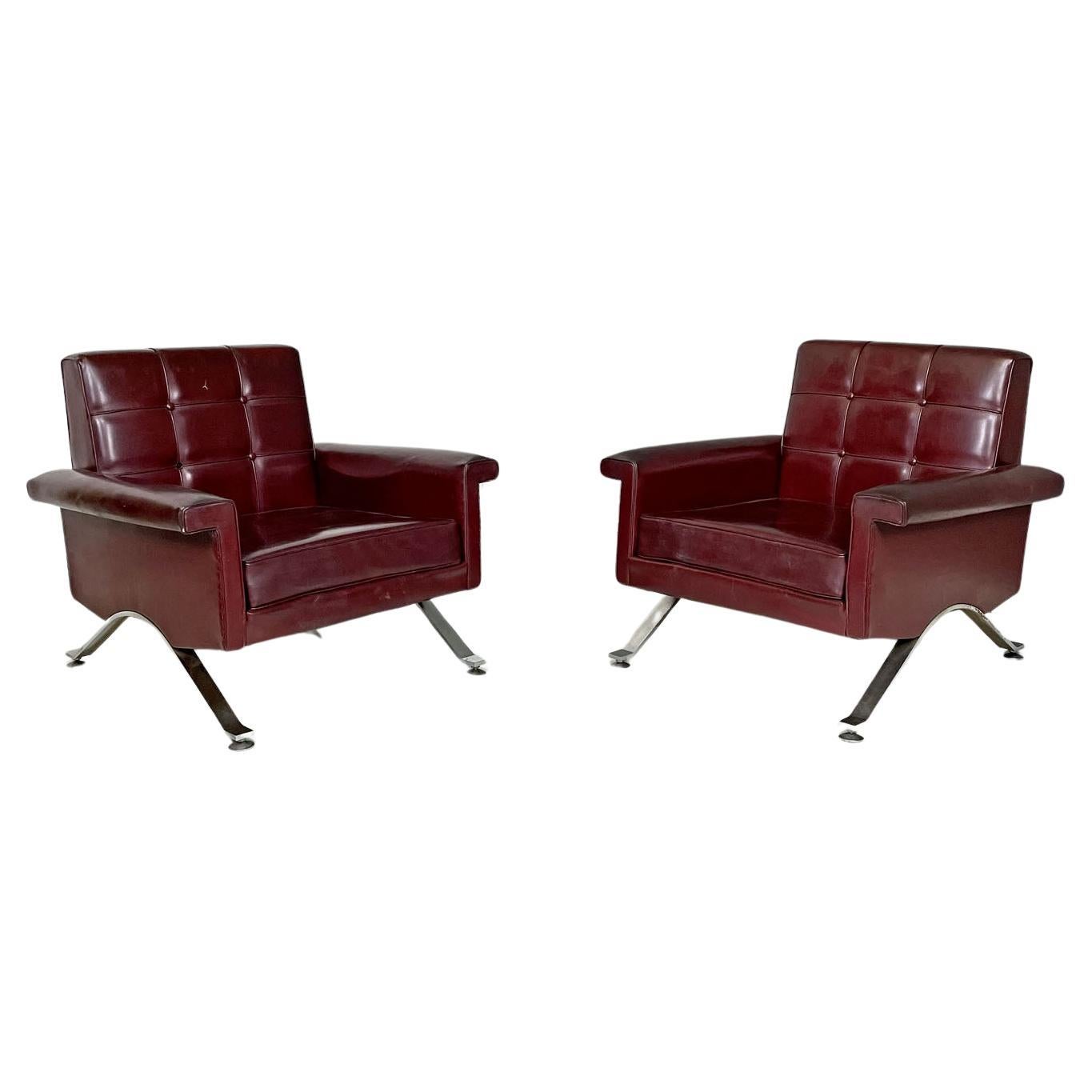 Italian mid-century modern leather armchairs by Ico Parisi for Cassina, 1960s For Sale