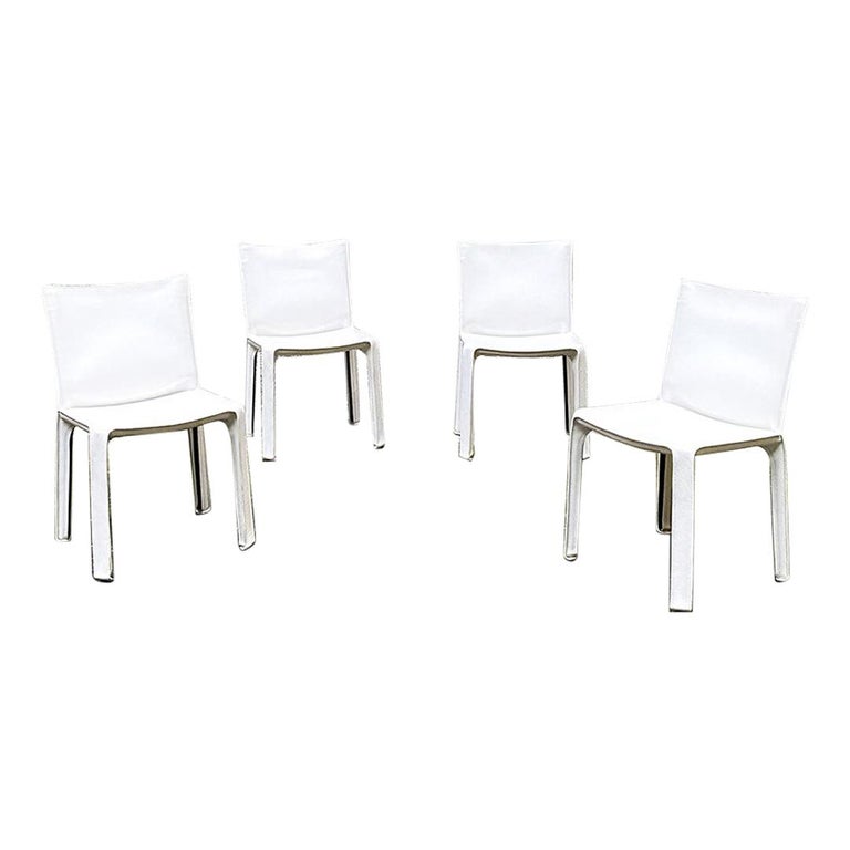 Italian Mid-Century Modern Leather Chairs 412 Cab by M. Bellini for Cassina 1977