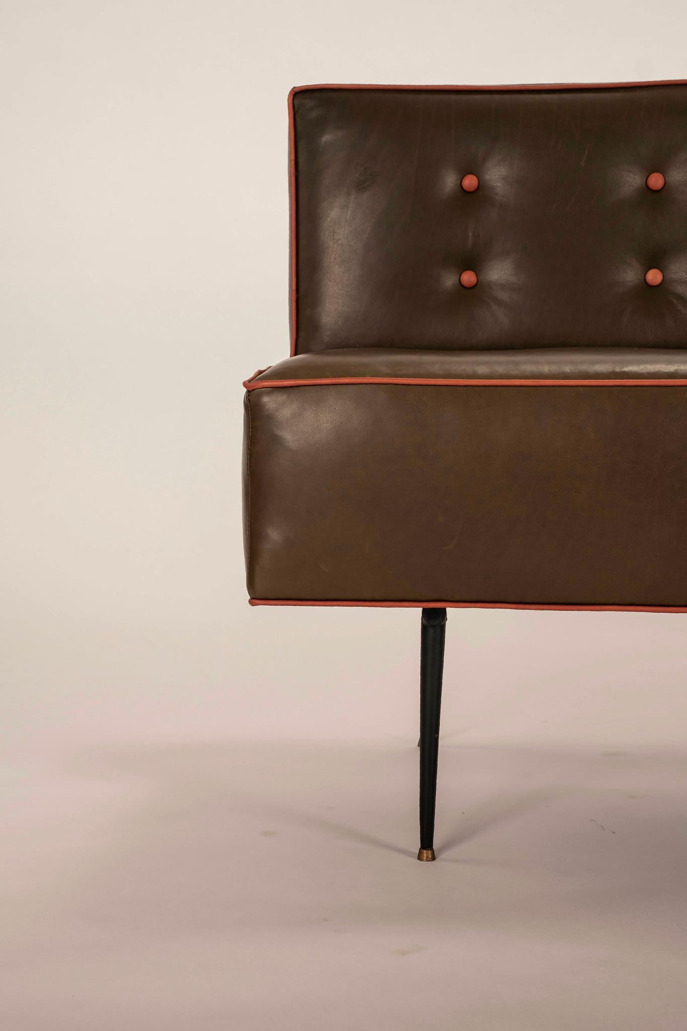 Métal Settee italienne moderne du milieu du siècle dernier en vente