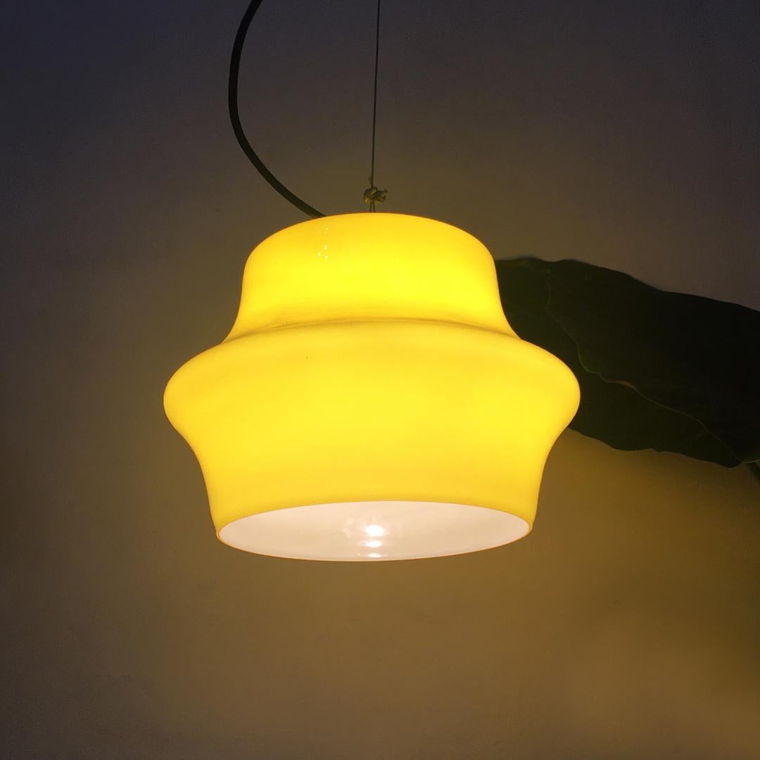 Italian Mid-Century Modern Lemon Yellow Glass Chandelier, 1960s 4