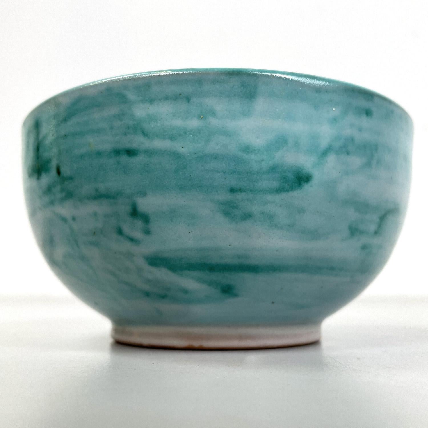 Italian modern light blue ceramic bowl by Bruno Gambone, 1970s For Sale 6