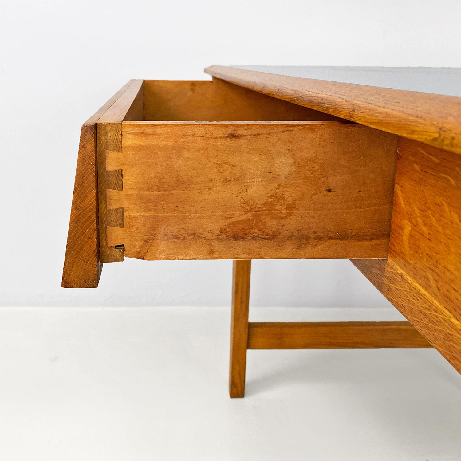 Italian mid century modern light blue laminate solid wood desk with drawer 1960s 10