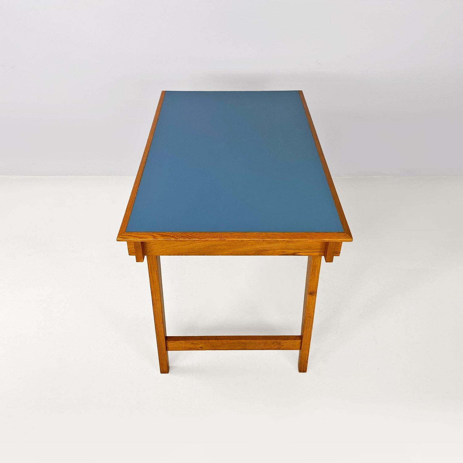Mid-20th Century Italian mid century modern light blue laminate solid wood desk with drawer 1960s
