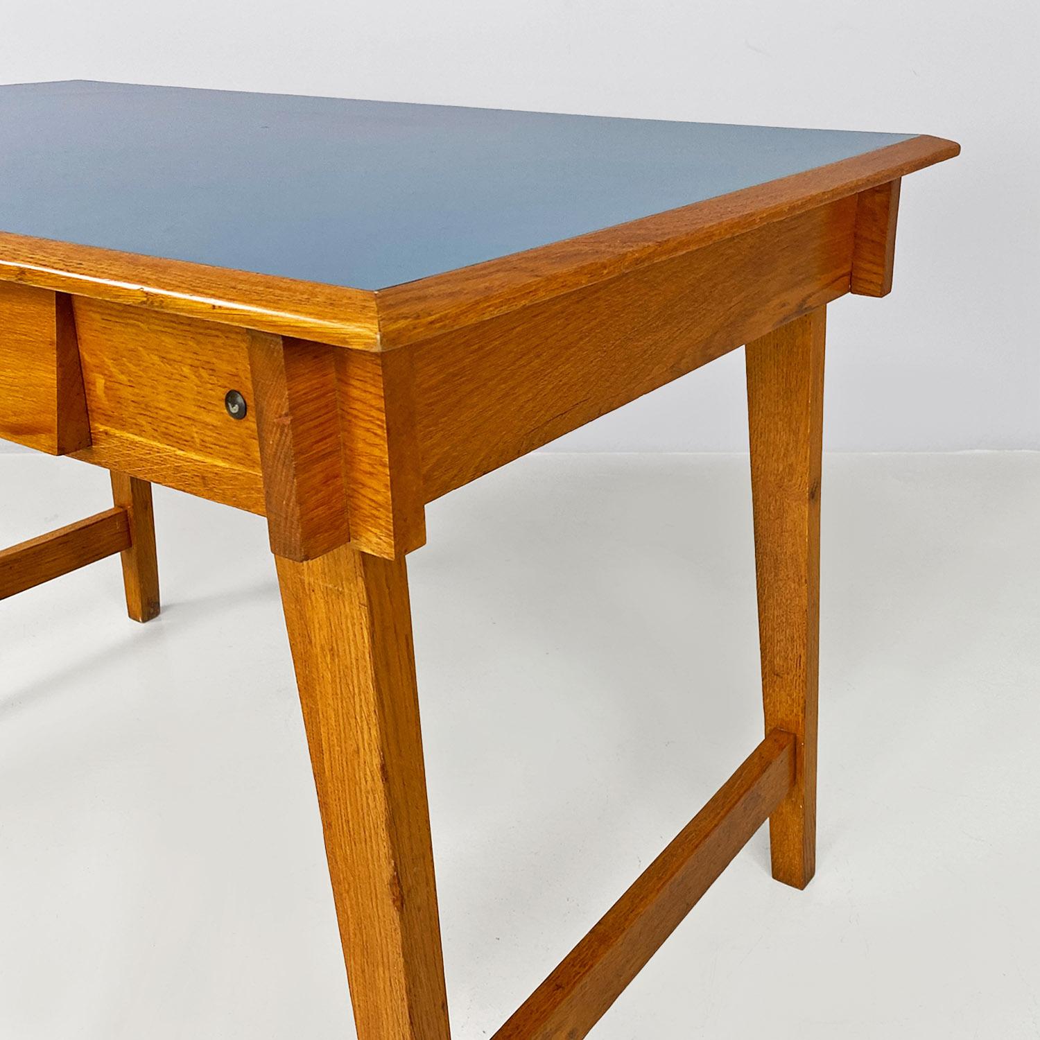 Italian mid century modern light blue laminate solid wood desk with drawer 1960s 1
