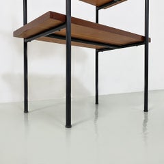 Italian Mid-Century Modern Light Pink Laminate Black Metal Bedside Table 1960s