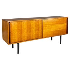 Italian Mid-Century Modern Light Wood and Black Metal Sideboard, 1960s