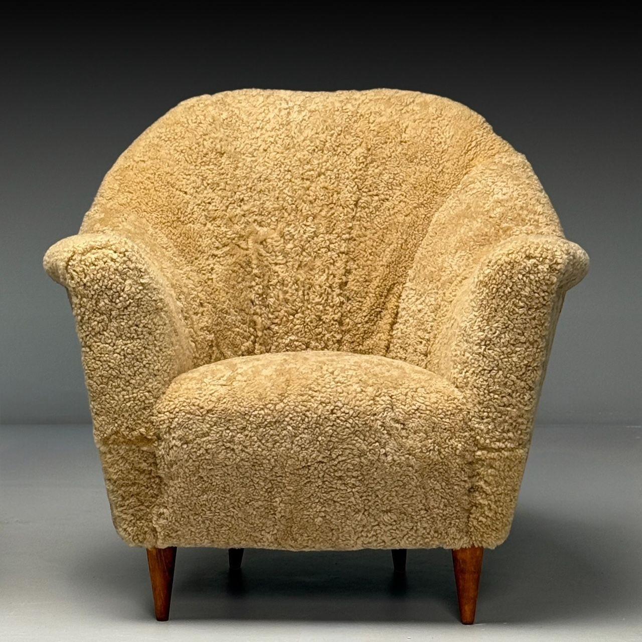 Chaises longues italiennes The Modernity, Shearling Honey, Wood Woods, 1950s en vente 1