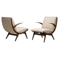 Italian Mid-Century Modern Lounge Chairs with Teak Wood Frames, Italy 1960s
