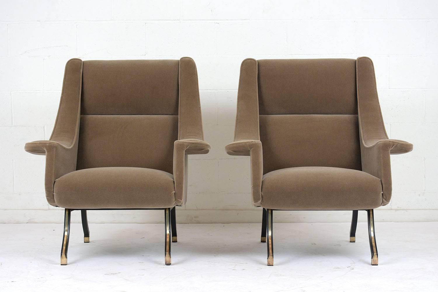 20th Century Italian Mid-Century Modern Lounge Chairs, Pair