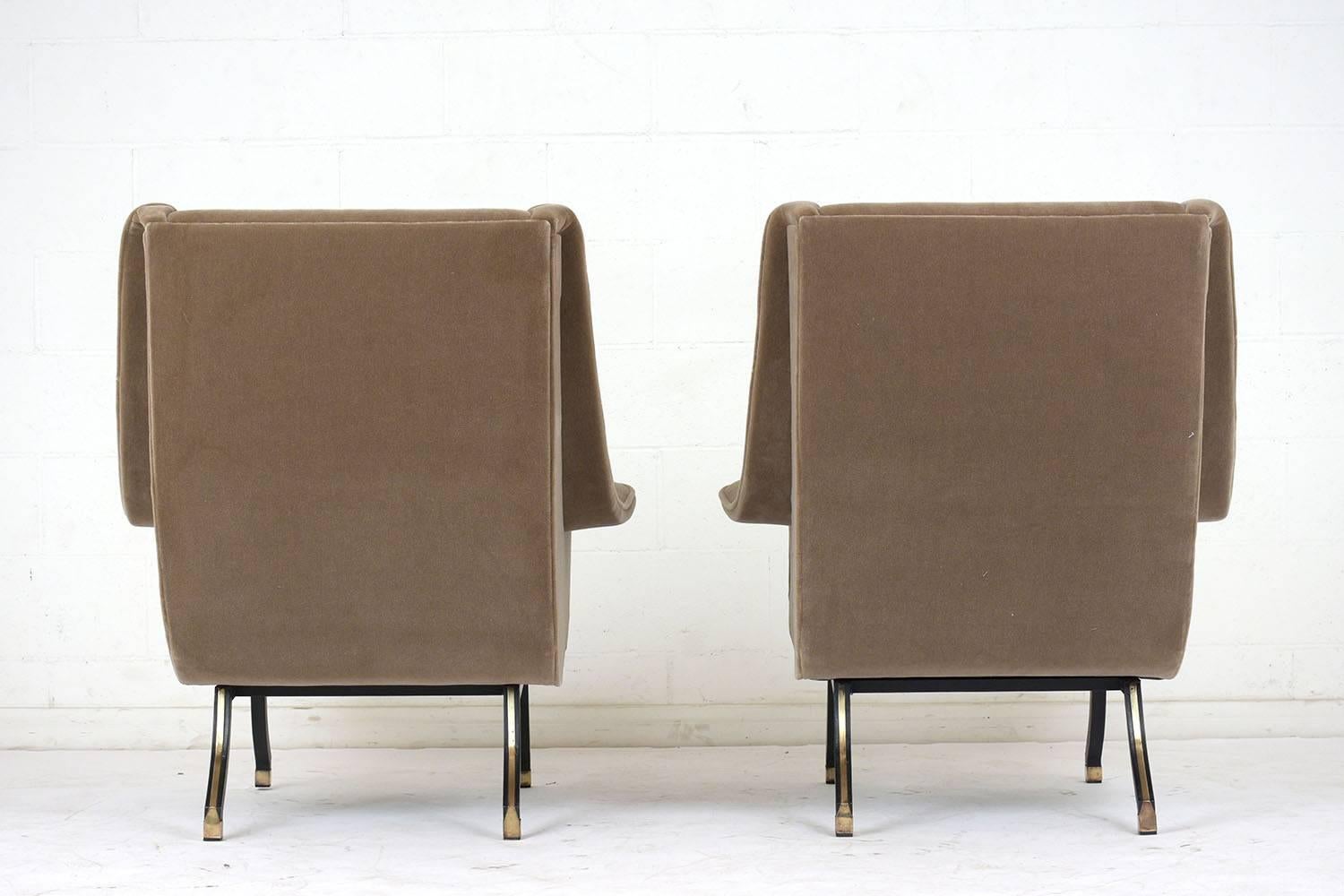 Metal Italian Mid-Century Modern Lounge Chairs, Pair