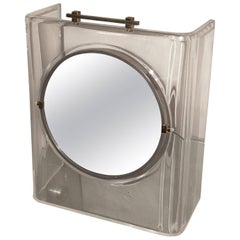 Italian Mid-Century Modern Lucite Chrome and Brass Vanity Table Mirror