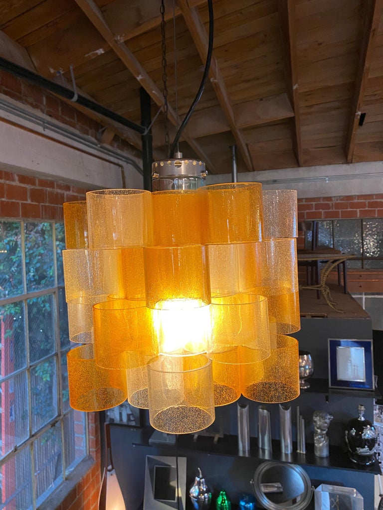Italian Mid-Century Modern Lucite Pendant, 1970s In Good Condition For Sale In Los Angeles, CA