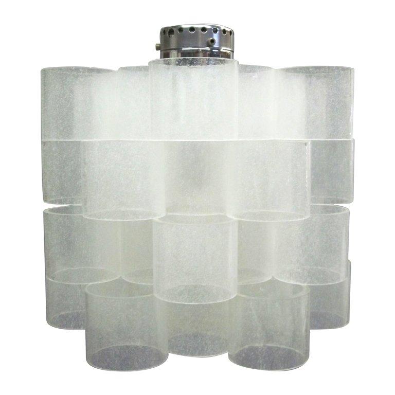 Stunning Italian Mid-Century Modern pendant / fixture composed of cylindrical rings of Lucite (plexi-glass / perspex) cantilevered in an architectural manner.

Height of fixture alone is 14