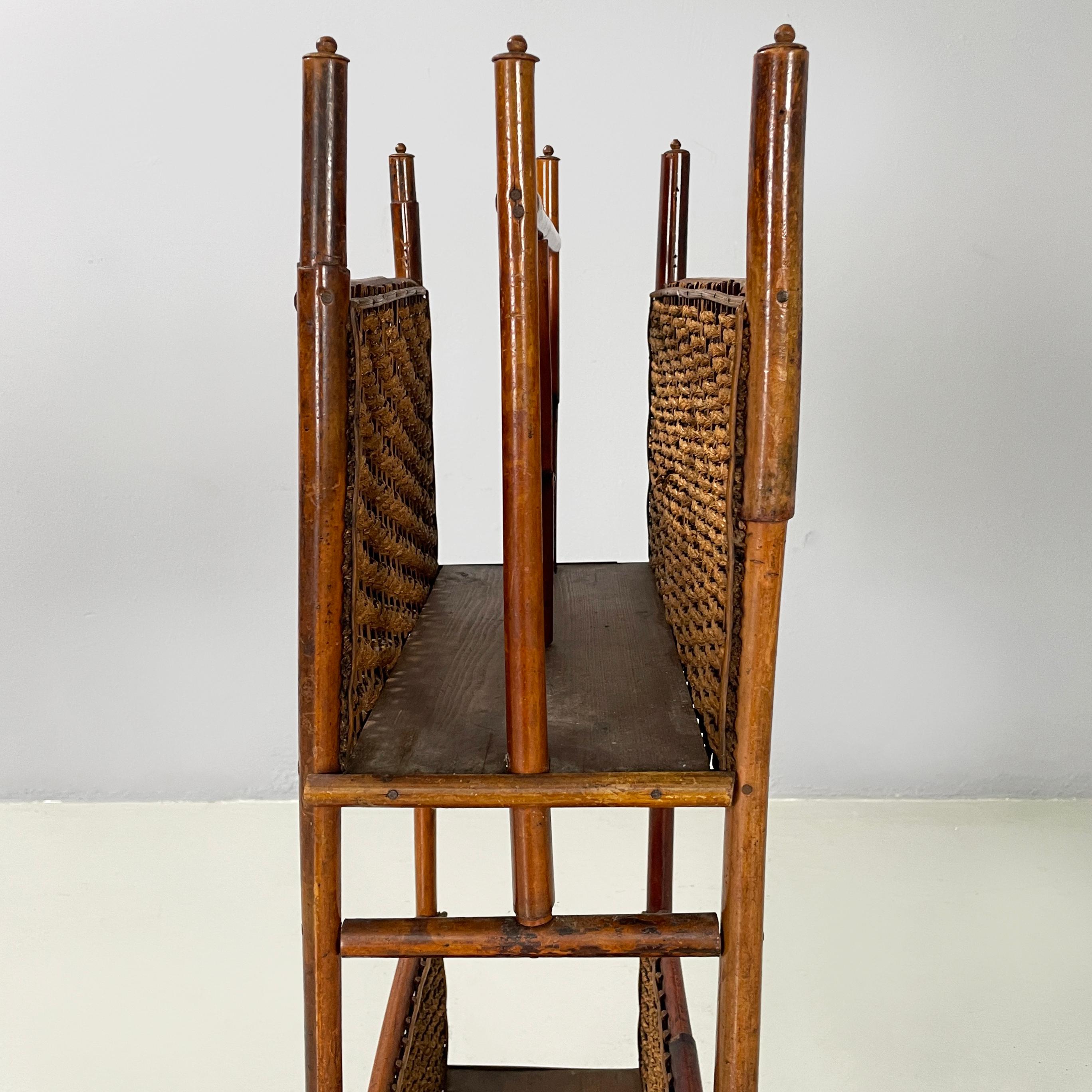 Italian mid-century modern Magazine rack with double shelf in rattan, 1960s For Sale 4