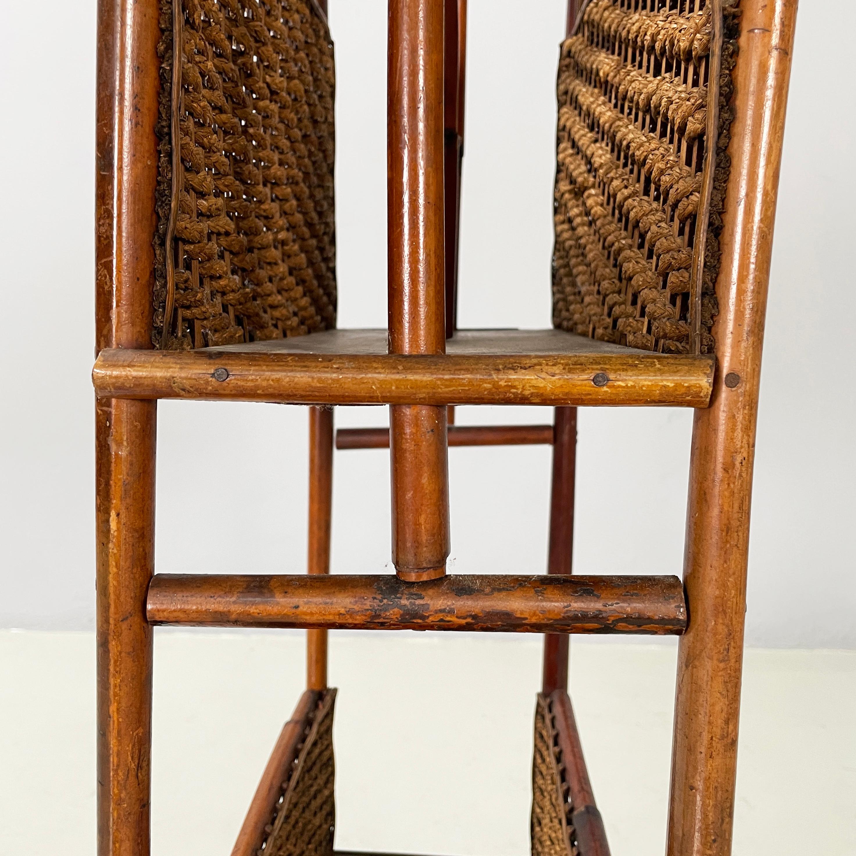 Italian mid-century modern Magazine rack with double shelf in rattan, 1960s For Sale 5