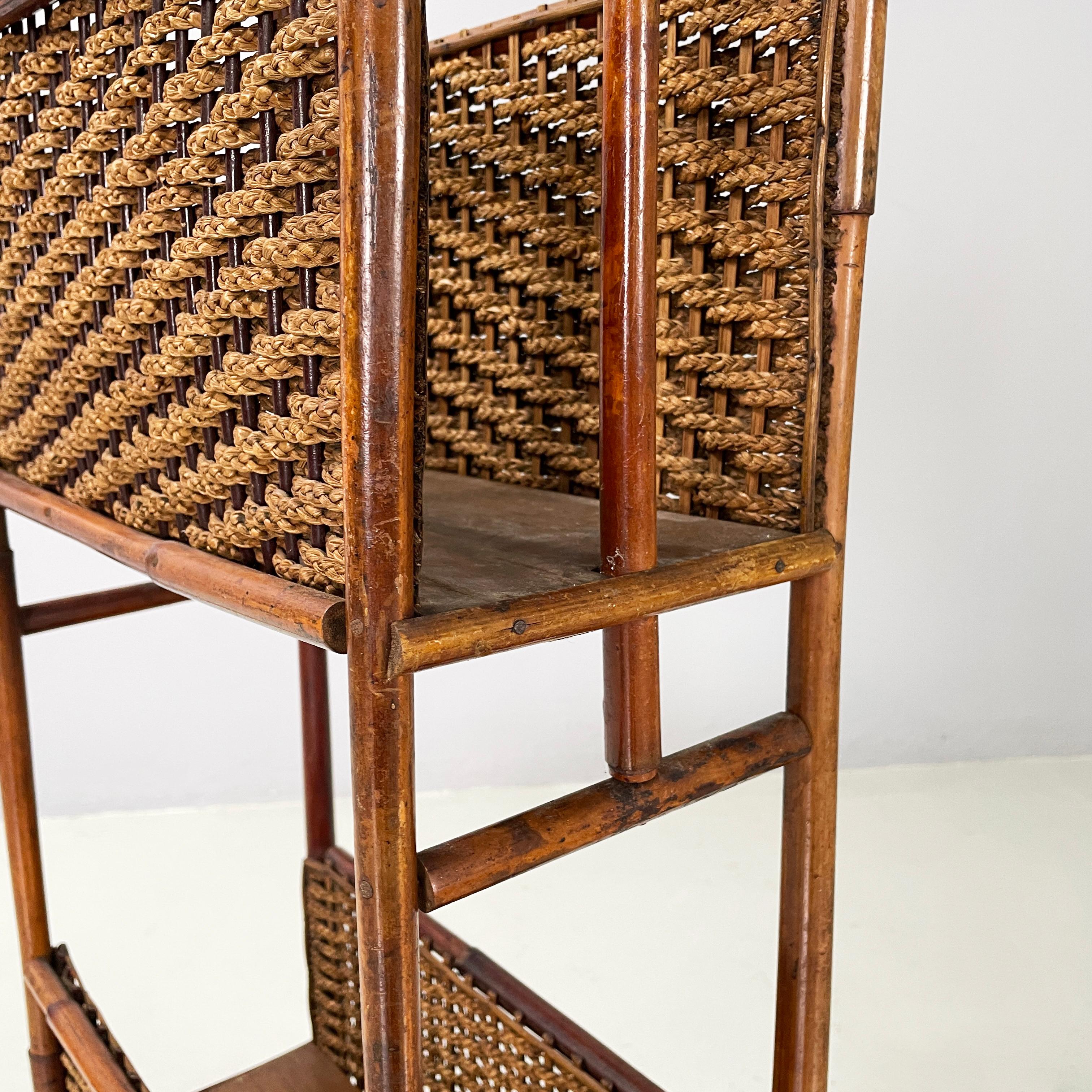Italian mid-century modern Magazine rack with double shelf in rattan, 1960s For Sale 7