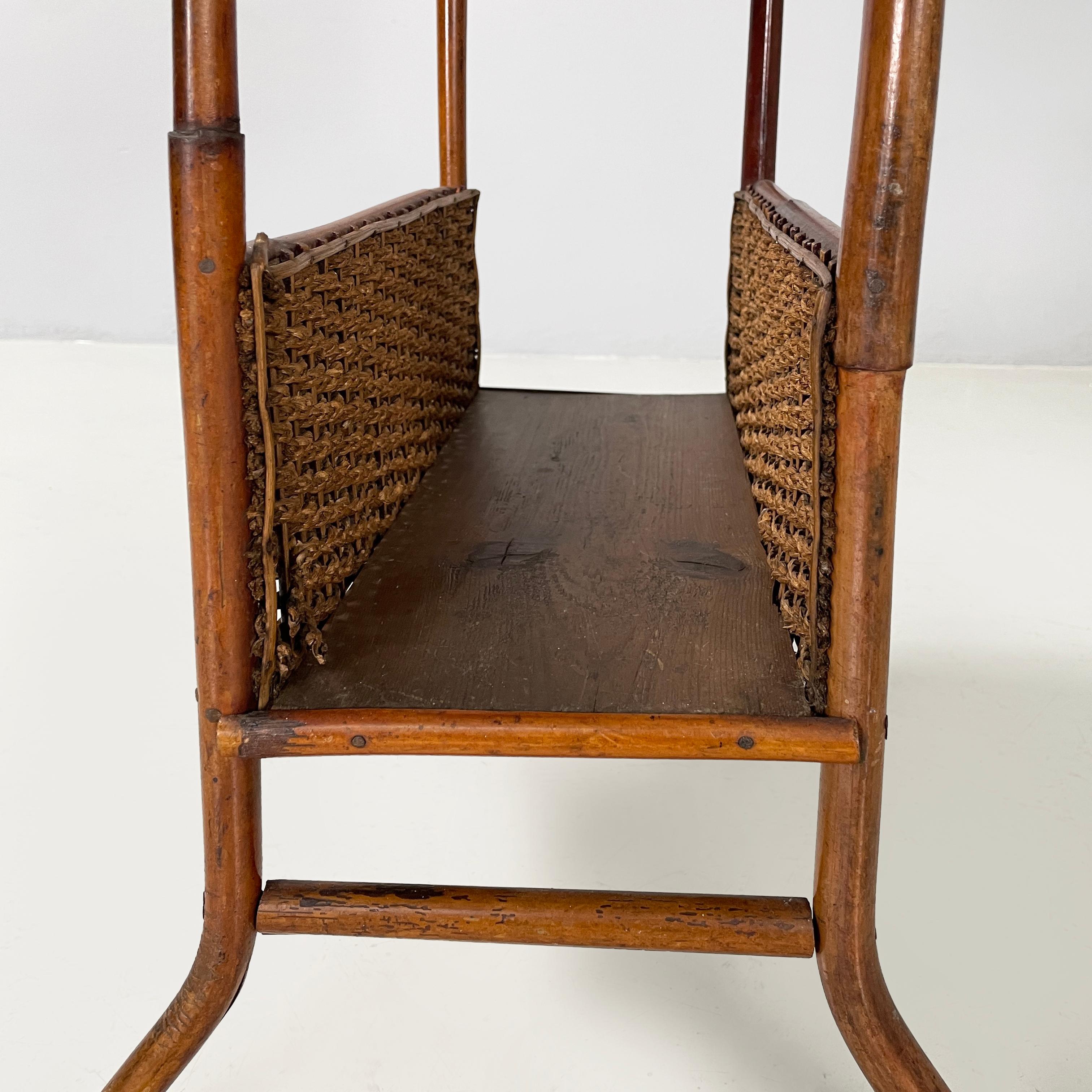 Italian mid-century modern Magazine rack with double shelf in rattan, 1960s For Sale 10