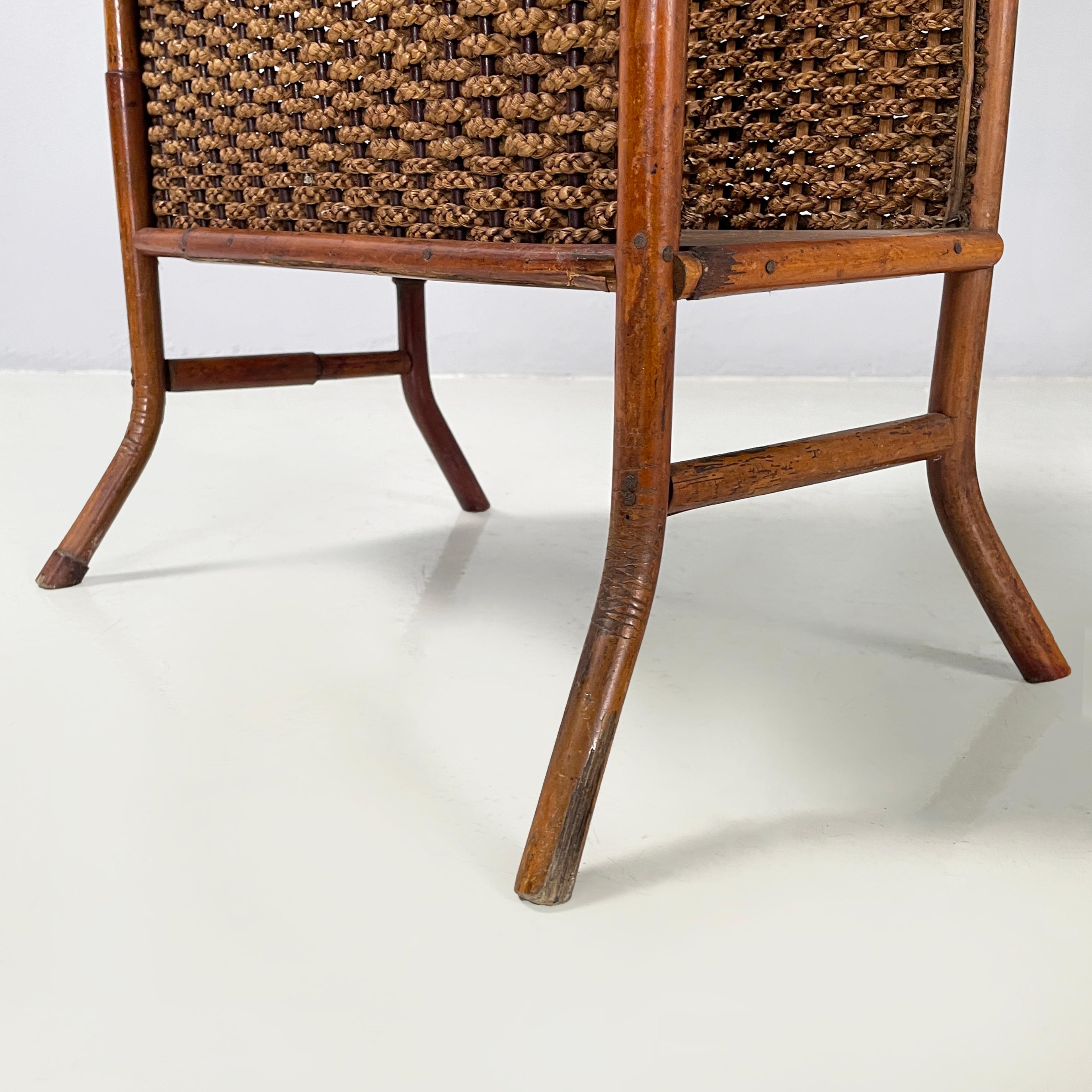Italian mid-century modern Magazine rack with double shelf in rattan, 1960s For Sale 11