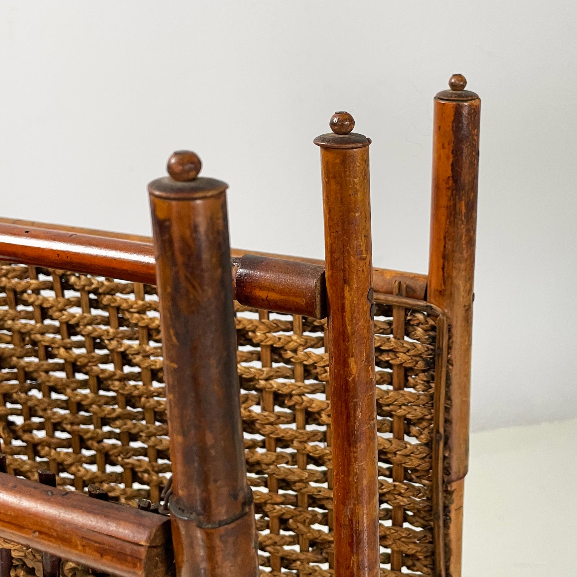 Italian mid-century modern Magazine rack with double shelf in rattan, 1960s For Sale 3