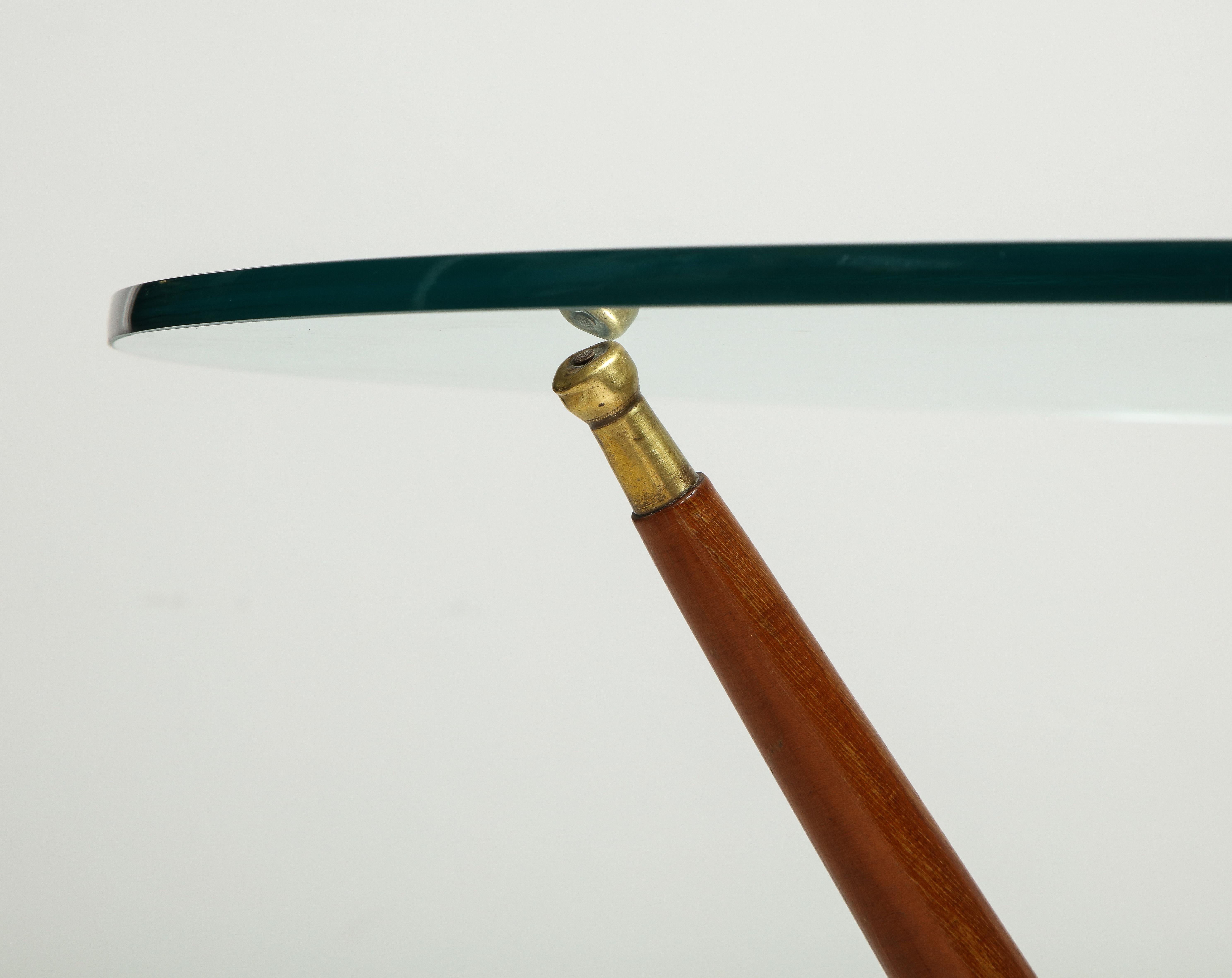 Brass Italian Mid-century modern mahogany and brass end table 