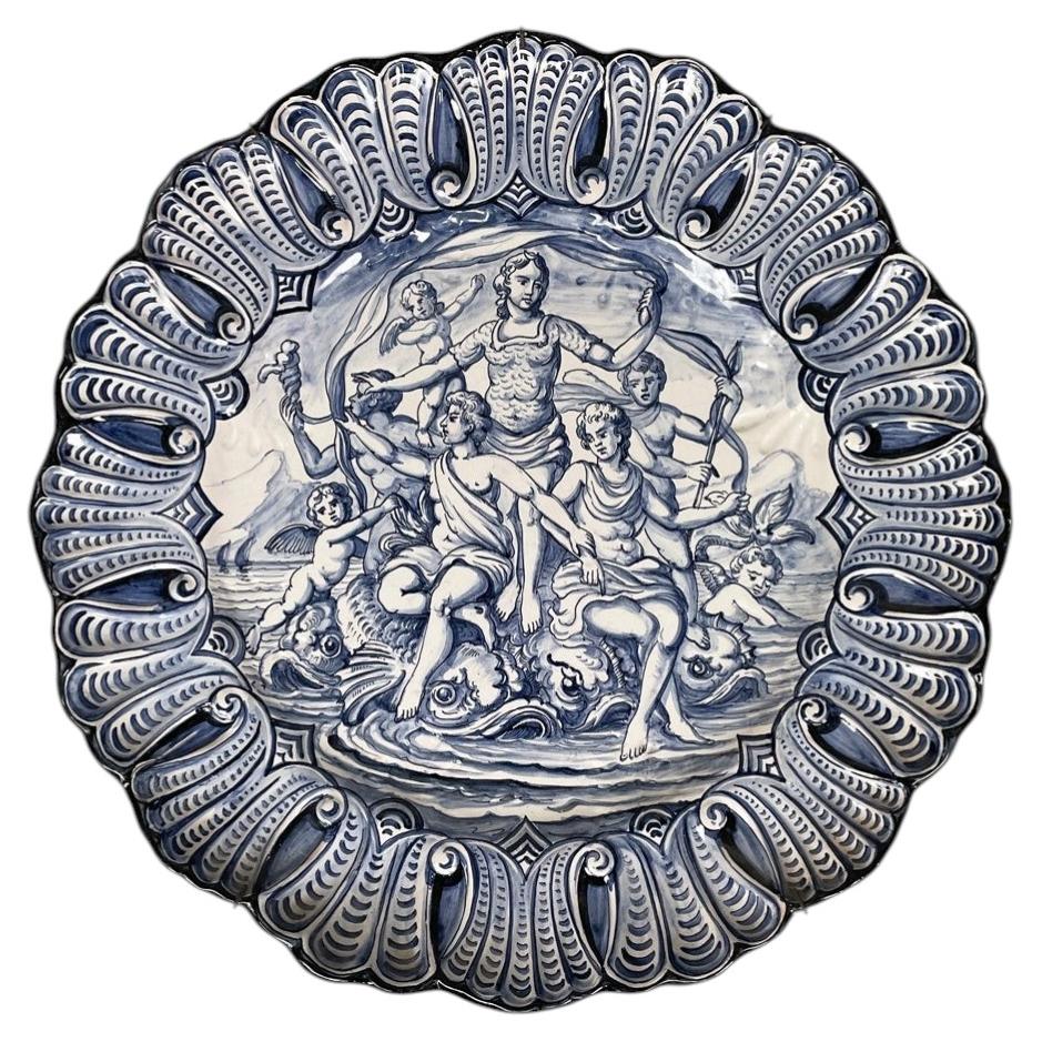 Italian mid-century modern majolica plate by Alba Docilia Albisola, 1950s