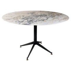 Italian Mid-Century Modern Marble and Black Metal Dining Table, 1950s