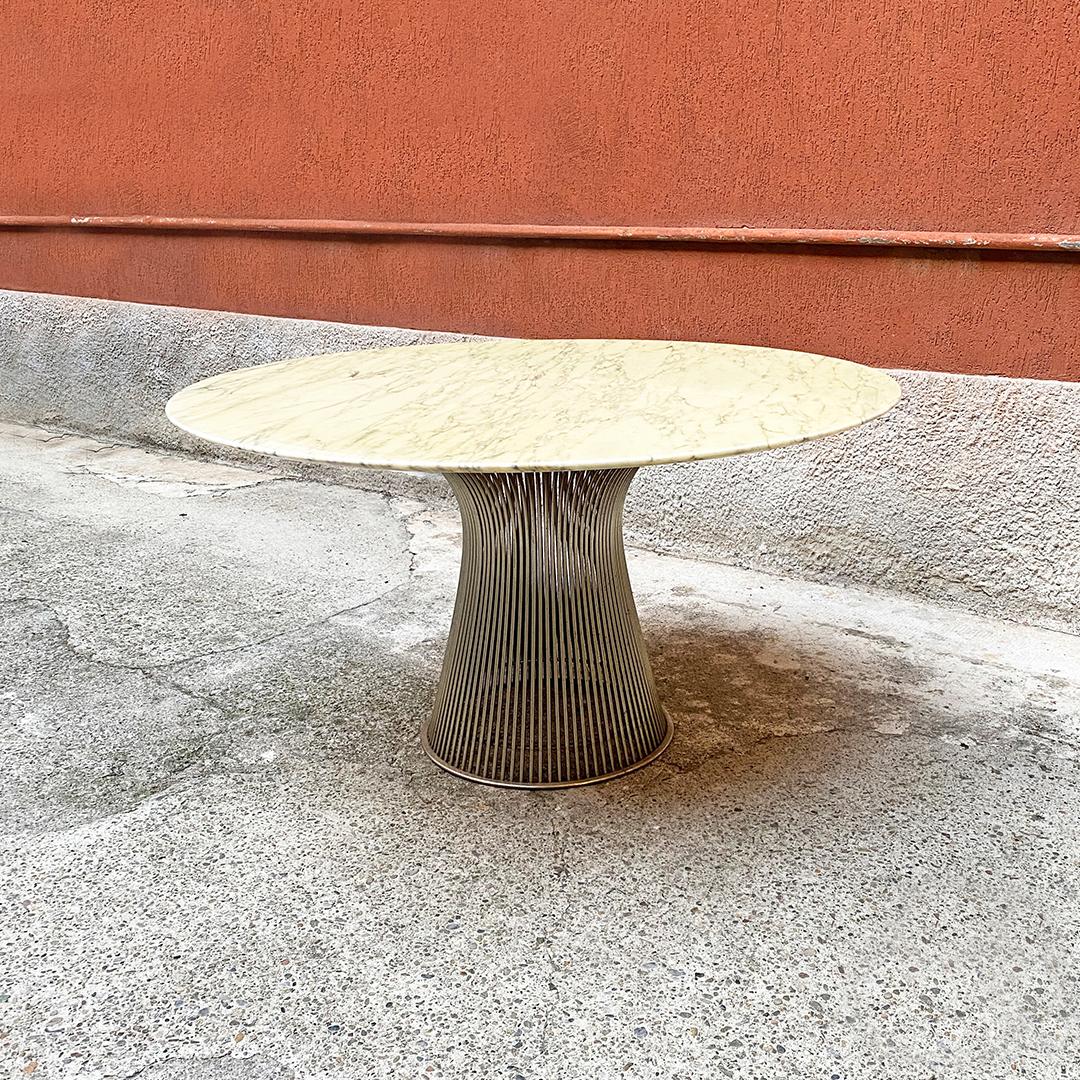 Metal Italian Mid-Century Modern Marble Dining Table by Warren Platner for Knoll 1970s
