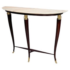 Italian mid-century modern marble, wood and brass console by Paolo Buffa, 1940s