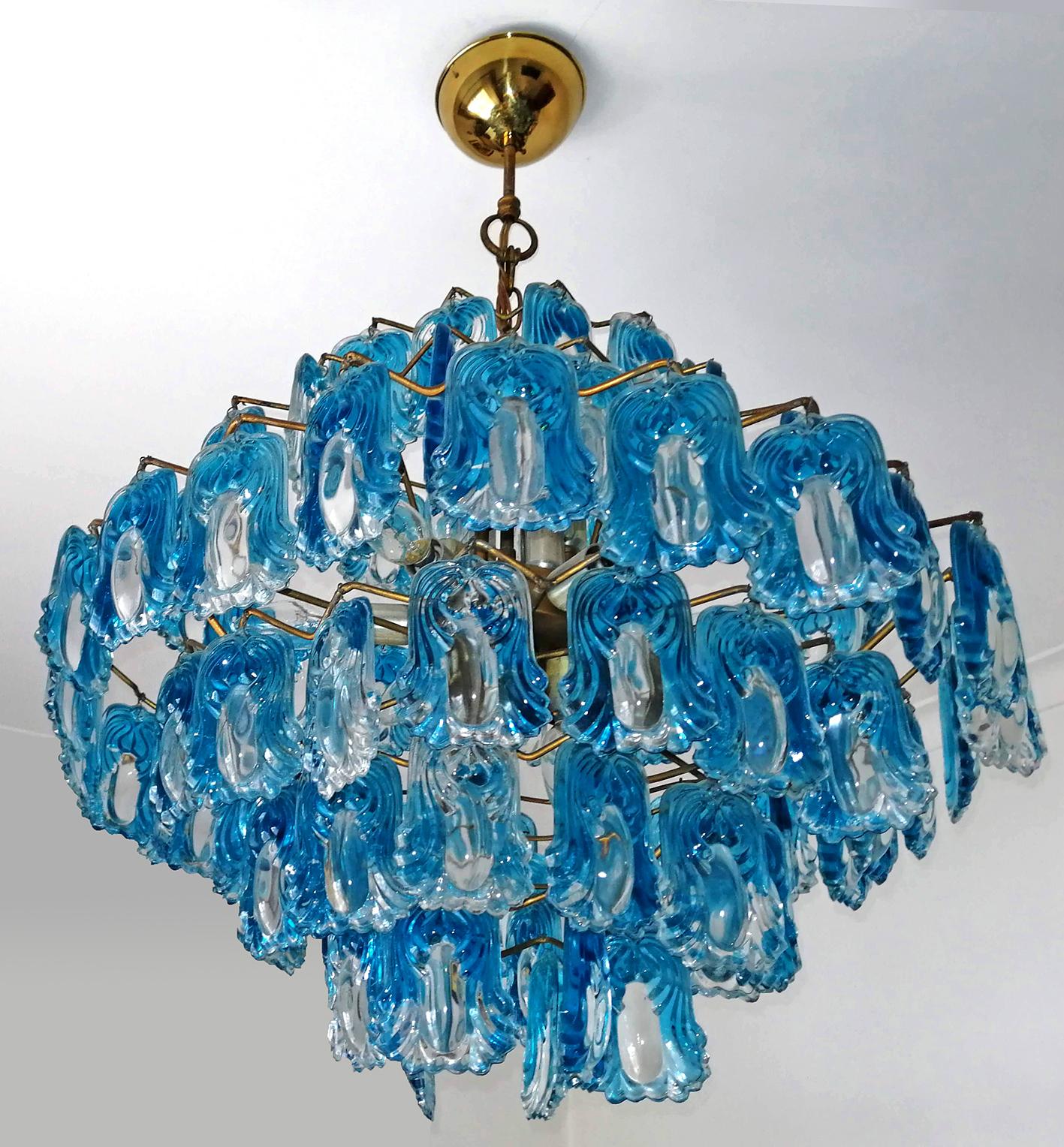 blue glass chandelier