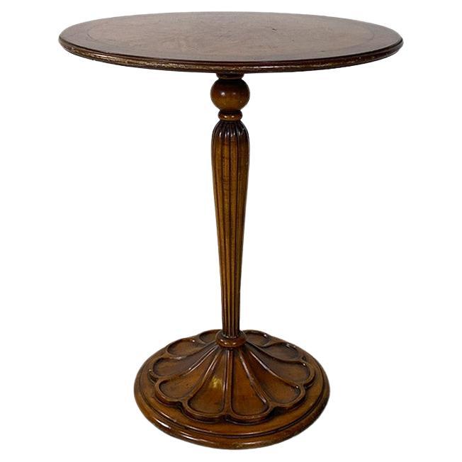 Italian mid century modern medium height liberty lines round coffee table, 1940s For Sale