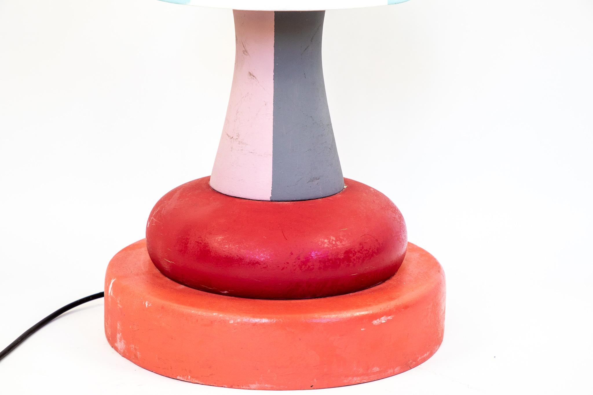 Glass Colorful Floor Lamp in  Memphis Style, Ceramic, Italy 1970s