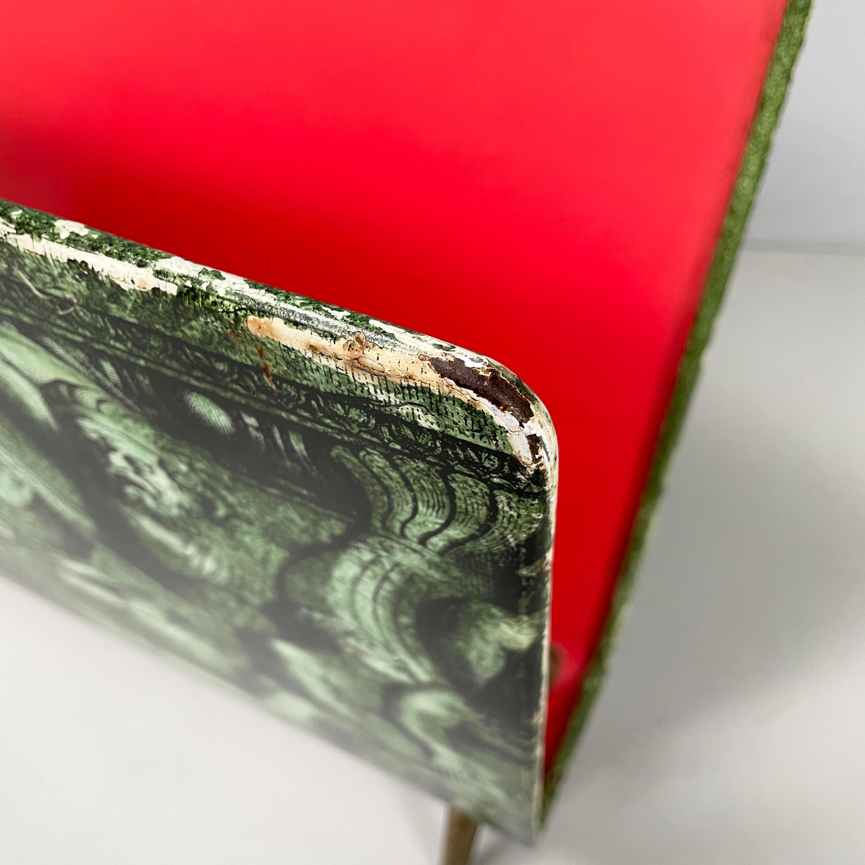 Italian mid-century modern Metal and brass magazine rack by Fornasetti, 1960s 3