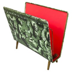 Italian mid-century modern Metal and brass magazine rack by Fornasetti, 1960s