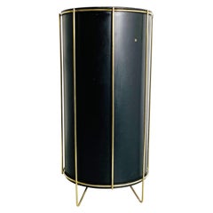 Vintage Italian Mid-Century Modern Metal and Brass Umbrella Stand, 1950s