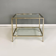 Italian Mid-Century Modern Metal and Glass with Double Top Side Table, 1960s
