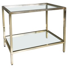 Italian Mid-Century Modern Metal and Glass with Double Top Side Table, 1960s Italian Mid-Century Modern Metal and Glass with Double Top Side Table, 1960s