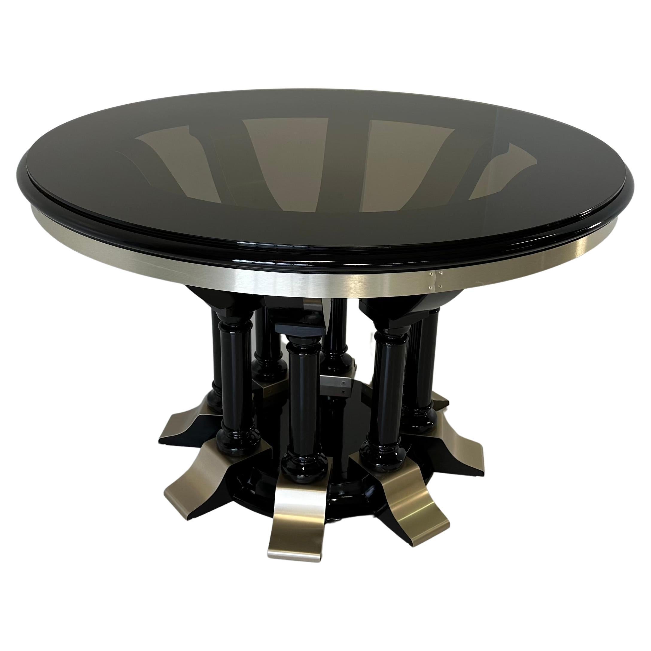 MID-CENTURY METAL DINING TABLE | MATTE BLACK ANTIQUE BRASS