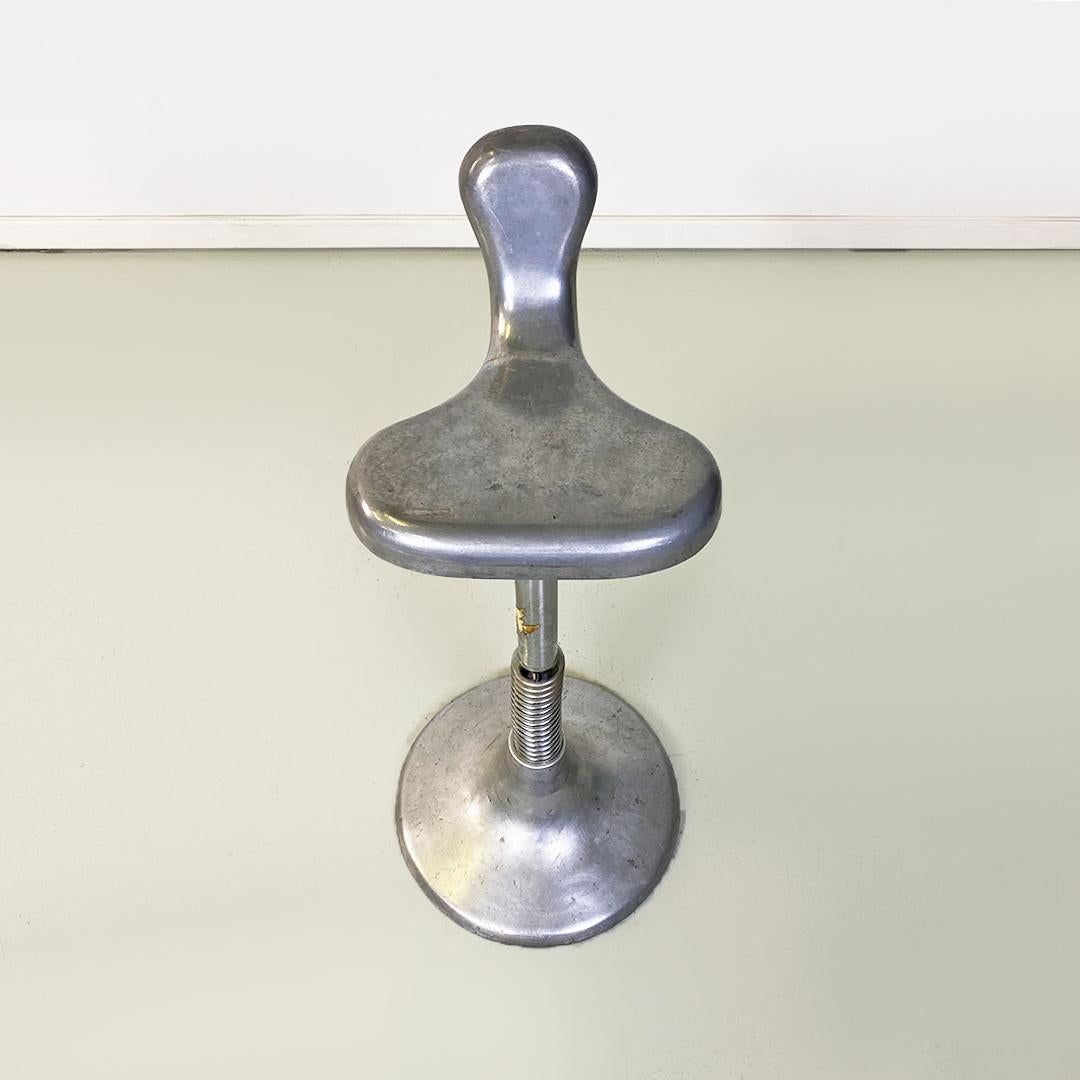 Italian Mid-Century Modern Metal Central Stem Adjustable Stool, 1950s 2