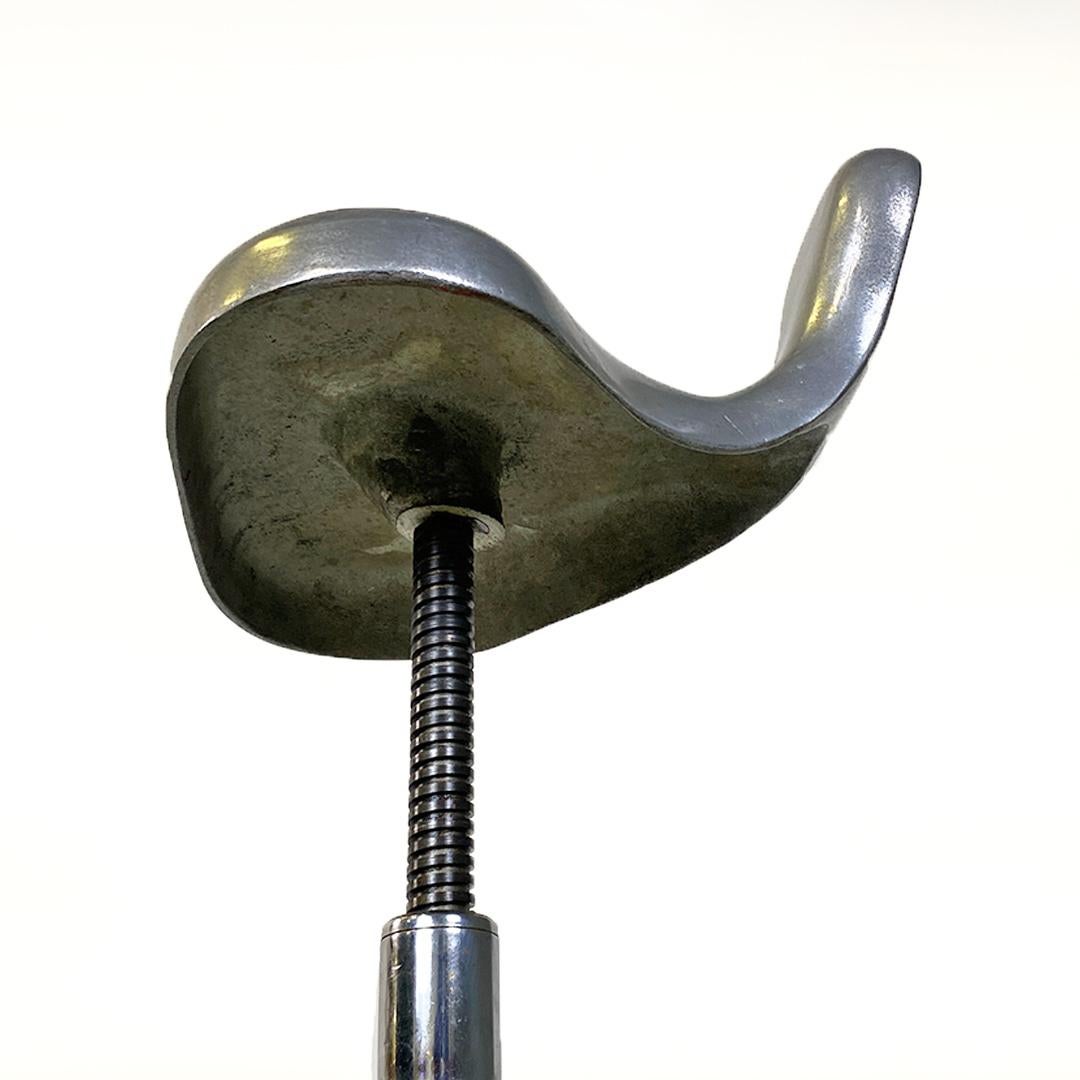 Italian Mid-Century Modern Metal Central Stem Adjustable Stool, 1950s 4