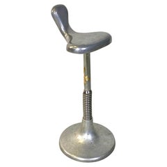 Italian Mid-Century Modern Metal Central Stem Adjustable Stool, 1950s