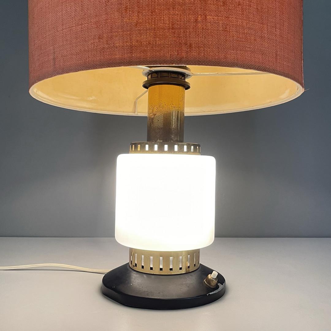 Italian mid-century modern metal fabric and glass table lamp by Stilnovo, 1960s For Sale 4